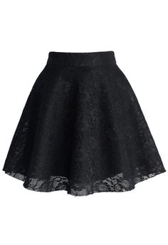 Black Full Lace Skater Skirt Style Victoria Beckham, Skirt Knee Length, Flared Skirt, Circle Skirt, Victoria Beckham