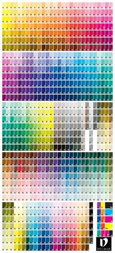 the pantone chart is shown with different colors and numbers in each color scheme,