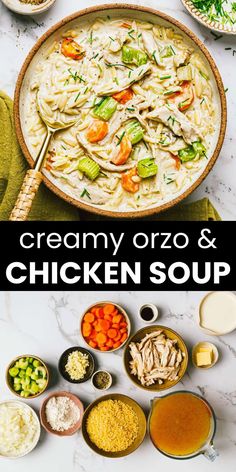 creamy orzo and chicken soup is an easy dinner recipe