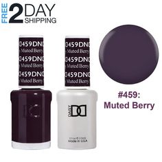 DND Soak Off Gel & Lacquer Duo Set #459 Muted Berry, is a high gloss shine that lasts for up to 3 weeks with no chipping or peeling and soaks completely off in 10 to 15 minutes. DND set is applied faster, feels thinner, and last longer than any other gel available. Forget base coats, bond-aids, and primers. DND delivers a fast two-step professional system that is unique from any other on the market. Fused with essential vitamins, DND makes nail stronger, healthier, as well as stunning for weeks! Dnd Gel Nail Polish, Nail Polish Box, Nail Polish Colors Winter, Dark Purple Nails, Berry Nails, Winter Nail Polish, Plum Nails, Shellac Colors, Dark Nail Polish