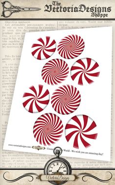 some red and white candy canes on top of a piece of paper