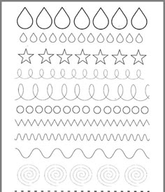 an image of different shapes and lines in the shape of stars, circles, and spirals