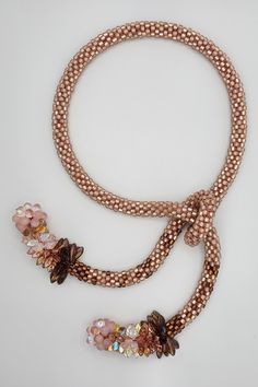 Beaded Necklace - Combining iridescent pink and copper seed beads with colorful Czech glass beads of varying shapes and sizes, this crocheted rope necklace is easy to pair with the soft pastels of spring.  Measuring 33, it is surprisingly lightweight, and can be looped over once to create a stunning neckpiece. Pink Copper, Artful Home, Cluster Necklace, Rope Necklace, Czech Glass Beads, Soft Pastel, Czech Glass, Seed Beads, Glass Beads