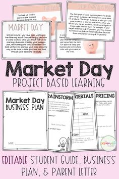 the market day project for students to learn how to make business plan and parent letter