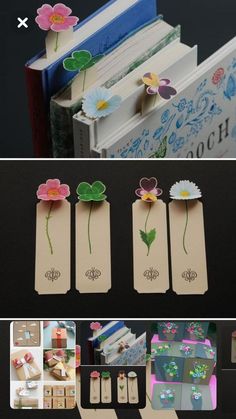 several different types of bookmarks with flowers on them