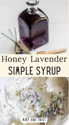 honey lavender simple syrup recipe with text overlay