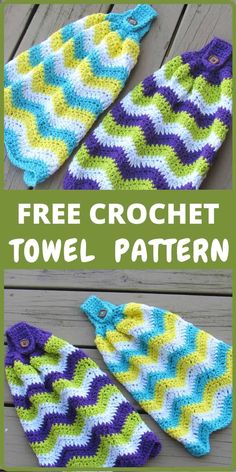 two crocheted towels are shown with the words free crochet towel pattern