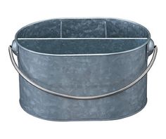 an empty metal bucket with handles