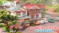 Sims 4 Sushi Restaurant Cc, Sims 4 Sushi Restaurant, Sims 4 Japanese Restaurant, Sims 4 Bar, Houses Layout, Ts4 Builds, Sims 4 Houses Layout, Cc The Sims 4