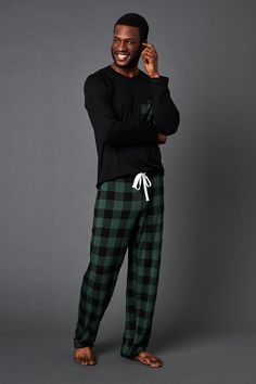 Winter Ready Pajamas in Limited Edition Green Plaid. Cozy up by the fire or lounge in comfort all day in this incredibly soft and breathable pajama set. This set includes pajama pants in our limited edition holiday plaid and a matching ultra-soft long sleeve black shirt with plaid pocket. Made from our signature ultra-soft and moisture-wicking fabric blend. From baby & kid to adult comfort, if you want to be cozy with your crew, check out the full Green Plaid Collection here. Made in Canada. 93% Viscose from Bamboo / 7% Spandex. Fits true to size. Available in S, M, L, XL. S (28-30), M (32-34), L (36-38), XL (40-42). Machine washable and dryer friendly. Winter Sleepwear With Long Pants, Relaxed Fit Loungewear Sets For Winter, Winter Loungewear Set With Relaxed Fit, Comfortable Winter Sleepwear With Long Pants, Relaxed Fit Green Sleepwear For Fall, Green Relaxed Fit Sleepwear For Fall, Fall Relaxed Fit Sleepwear For Loungewear, Relaxed Fit Sleepwear For Fall Loungewear, Relaxed Fit Sleepwear For Fall