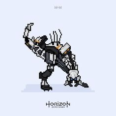 Horizon Zero Dawn Pixel Art, Horizon Zero Dawn Cross Stitch, Horizon Zero Dawn Aesthetic, Man And Machine, Geek Cross Stitch, Birthday Painting, Graph Paper Drawings, Diy Perler Bead Crafts