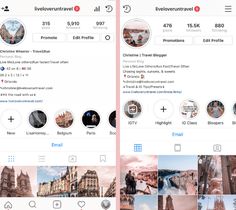 two screens showing the different instagrams on their iphone's side by side