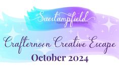 a blue and purple banner with the words crafternon creative escape october 22 - 24