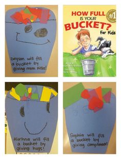 four different pictures of children's books about buckets