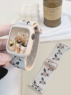 Apple Watch Band + Protective Case, 2pcs Sold Together. Summer 2024 New Arrival, Ultrathin Elastic Comfortable Breathable Adjustable Embroidered Rose Pattern Nylon Watchband And Hollow TPU Soft Material Protective Case Compatible With Apple Watch Ultra 2 1 SE S9/8/7/6/5/4/3/2/1 Series And Apple Watch Smartwatch 38/40/41mm 42/44/45/49mm, Women Watch Band Apple Watch Case 38mm,40mm,41mm,42mm,44mm,45mm,49mm,Series10-46mm,Series10-42mm    Polyamide  Watch Accessories   Watch Accessories & Tools, siz Iphone Watch Bands, Women's Watch Bands, Cute Watches, Bracelet Apple Watch, Iphone Watch, Apple Watch Case, Retro Flowers, Apple Watch Band, Apple Products