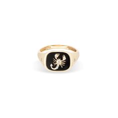 Ceramic + Diamond Scorpio Signet Ring - Adina Reyter Taurus Ring, Zodiac Ceramic, Sagittarius Symbol, Leo Symbol, Taurus Symbols, Scorpio Symbol, Libra Symbol, Capricorn Symbol, Gemini Symbol