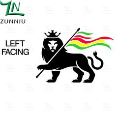 a lion with a flag and the words left facing