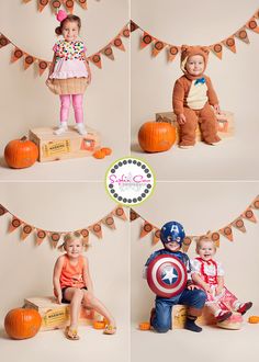 a collage of photos with children dressed up as captain america