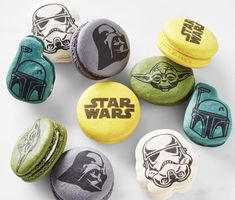 star wars themed macarons are arranged on a table