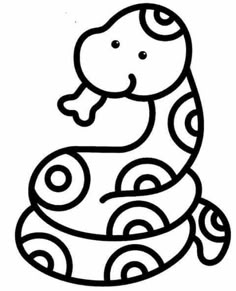 a black and white drawing of a snake on top of a round object with circles around it