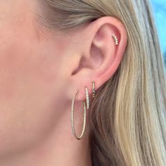 A dainty take on fashionable ear crawlers! Gold Huggies, Ear Crawler, Ear Crawlers, Bridal Guide, Diamond Hoop Earrings, Engagement Ring Wedding Band, Custom Engagement Ring, Jewelry Case, Cleaning Jewelry