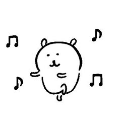 a black and white drawing of an animal with musical notes