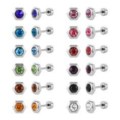 PRICES MAY VARY. FLAT BACK STUD EARRINGS SET -1 order included 12 pairs flat screw back stud earrings which you can wear it while sleeping and running. We provide shapes in round heart star flower hexagon triangle square cubic zirconia stud earrings for your selections BIRTHSTONE STUD EARRINGS - There are 12 different colors of cubic zirconia which corresponding to the birthstones of months. The cz is very sparking STAINLESS STEEL STUD EARRINGS- They are made of surgical stainless steel which is Round Star, Earrings Sets, Nice Gifts, Triangle Square, Back Round, Stud Earrings Gold, Heart Flower, Cz Stud Earrings, Zirconia Earrings