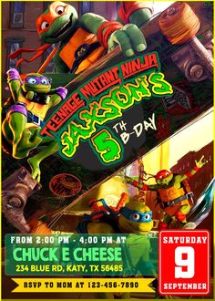 Ninja Turtles Birthday New Ninja Turtles, Ninja Turtle Invitations, Ninja Turtles Mutant Mayhem, Mutant Ninja Turtles Party, Naruto Birthday, Sister Cards, Tmnt Party, Mutant Mayhem, Ninja Turtle Party