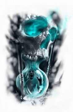 an artistic photograph of a skull with blue eyes