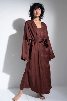 The Long Robe - Brown — Prism Boutique Prism Boutique, Leg Bag, Cute Matching, Knit Outerwear, Sleepwear & Loungewear, Knit Pants, Tie Belt, Stylish Accessories, Low Maintenance