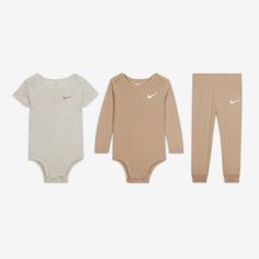 Nike Essentials, Essentials Set, Rib Knit Fabric, Long Sleeve And Shorts, Matching Pants, Family Goals, Short Sleeve Bodysuit, Comfy Fits, Baby Sets