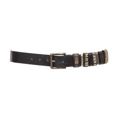 rare DRIES VAN NOTEN black leather beige mixed studs multi loop belt 85cm Reference: MLCO/A00020 Brand: Dries Van Noten Material: Leather Color: Black, Silver Pattern: Studded Closure: Belt Lining: Black Leather Made in: Italy CONDITION: Condition: Poor, this item was pre-owned and is in poor condition. Please refer to image gallery for thorough condition check. Rare style. Scratches and scuff marks on top of belt. Cracking of leather at punch holes. White gold at beginning back of belt. Green g Dries Van Noten, Hole Punch, Belt Buckles, Full Length, Black Leather, Fashion Accessories, Buckle, Van, White Gold