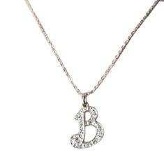 Beautiful Delicate Letter " B" Initial Necklace 18" Long Color: Silver With Crystal New Item # Ii - 6611-B. Fmp B Initial Necklace, B Necklace, B Initial, Initial B, Letter B, New Item, Initial Necklace, Womens Jewelry Necklace, Vision Board