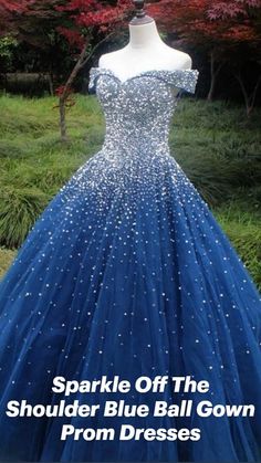 Navy Blue Ball Gown, Robes Quinceanera, Dresses Puffy, Blue Long Prom Dress, Blue Ball Gown, Blue Ball Gowns, Blue Ball