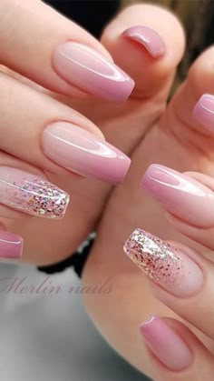 Fancy Nails Designs, Manicure Gel, Ombre Nail Designs, Pretty Nail Art Designs, Wedding Nails Design, Pink Nail Designs, Pretty Nail Art, Nail Polish Designs, Beautiful Nail Designs