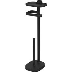 a black metal stand with two shelves on each side