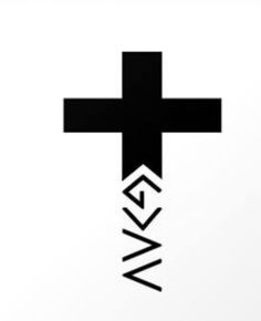 a black and white cross with the word wk on it