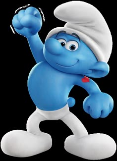 the smurfs character is wearing a chef's hat and holding his arms up