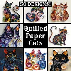 there are many different pictures of cats made out of paper