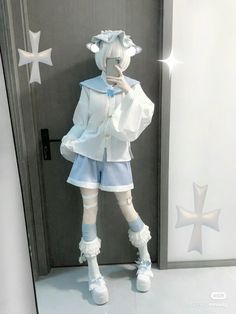 Custom Plushies, Kawaii Outfit Ideas, Blue Core, Masc Outfits, 2013 Swag Era, Cosplay Boy, Angel Blue, Pastel Fashion, Blue Colour Palette