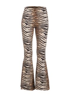 Bring out your wild side when you rock these animal print flared pants! The bell bottom pants are made out of a tiger patterned fabric that looks and feels fabulous. These pants are slim fit from the hip through the knee that flares to a bell bottom leg. Pull-on elastic waistband. Available in sizes S, M, L and XL. Made out of 95% polyester and 5% spandex. Sometimes your skinnies need a rest- give your outfits a new retro-feel with these rad animal print flares. Star Flare Jeans, Denim Bell Bottoms, Printed Bell Bottoms, Shaggy Jacket, Velvet Flare Pants, Printed Flare Pants, Tiger Pattern, Velvet Flares, Hippie Pants