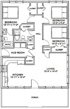 the floor plan for a two bedroom apartment with an attached kitchen and living room area