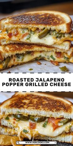 Smoky roasted jalapeños, cream cheese, and melted cheddar come together in this irresistible twist on grilled cheese. Perfect for spice lovers! Jalapeño Grilled Cheese, Cheese All Recipes, Roasted Jalapeños, Roasted Jalapenos, Popper Grilled Cheese, Jalapeno Cream Cheese, Jalapeno Popper Grilled Cheese, Grill Cheese, Roasted Jalapeno