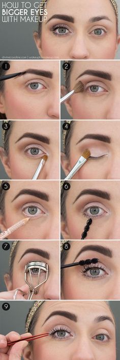 How to : Make your Eyes Look Bigger With Makeup Eyeliner For Big Eyes, Make Up Mata, Bigger Eyes, Eyeliner Hacks, Makeup Tutorial Eyeliner, Makijaż Smokey Eye, Basic Makeup, Beauty Tricks