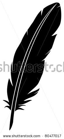 a black and white silhouette of a feather quill or bird's feathers on a white background