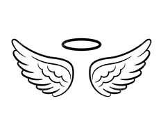 two angel wings with an halo above them