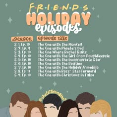 a poster for friends holiday episode with people standing in front of the sign and numbers on it