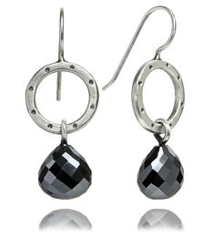 Silver & Stone Earrings - Matte-finished sterling silver dangle earrings with stamped-dot details and dangling, rose-cut hematite briolettes that have a deep charcoal color and a great shine. These earrings are great for everyday, have great movement, and catch the light beautifully. Artful Home, Silver Dangle Earrings, Sterling Silver Dangle Earrings, Silver Earrings Dangle, Charcoal Color, Stone Earrings, Rose Cut, Precious Metals, Original Art