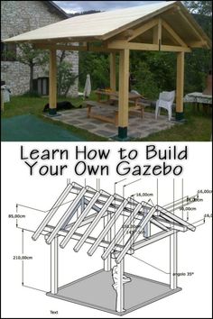 an outdoor gazebo with instructions for how to build it and how to use it