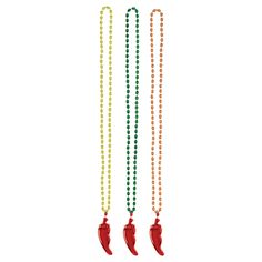 "Get the Cinco de Mayo Chili Pepper Pendant Bead Necklace, 18ct. at Michaels. com. These 42\" long bead necklaces with chili peppers are just the thing to spice up your Cinco de Mayo outfit. Pepper your party guests with these fun novelty necklaces! These 42\" long bead necklaces with chili peppers are just the thing to spice up your Cinco de Mayo outfit. Turn your flair game up a notch this Cinco de Mayo by busting out these funky and fun bead necklaces. Each bead necklace comes in orange, yell Red Chili Peppers, Bead Necklaces, Long Beaded Necklace, Chili Peppers, Chili Pepper, Party Guests, The Thing, Spice Up, Birthday Theme